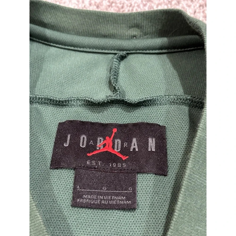 Jordan Mens Long Sleeve Athletic Shirt Green Black Mesh Jumpman Logo Size Large